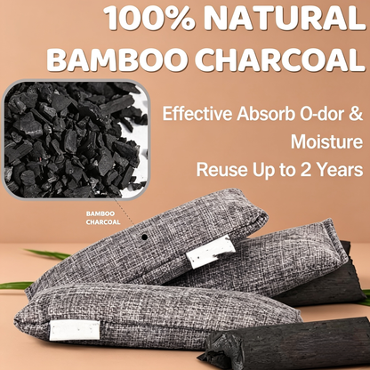 Natural Bamboo Charcoal Odor Absorber Bags – Reusable Shoe Deodorizer & Air Purifier (2 Pack)